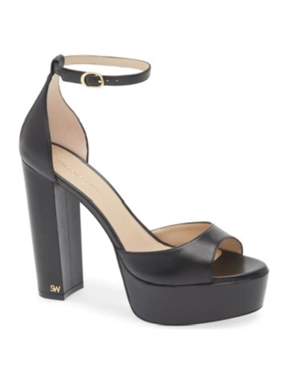 New Stuart Weitzman Pamela Platform Sandal Black Sz US 9.5